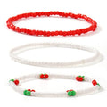Dainty Gold Plated Tiny Ball Colorful Beaded Stack Bracelets Sets for Women,3Pcs Stackable Cute Bracelet Stretch Trendy Ball Jewelry Friendship Gift - color: red