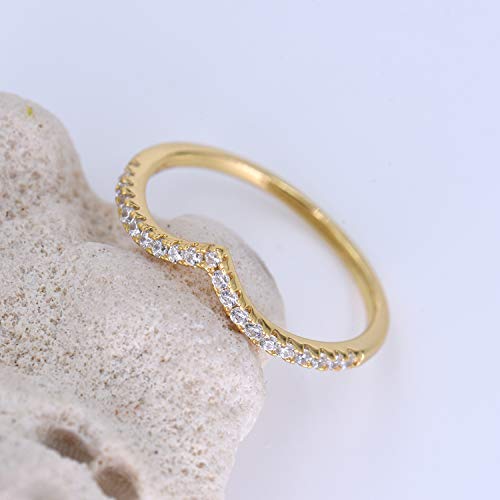 espere Pointed V Shaped Chevron 925 Sterling Silver Ring - color: Yellow Gold