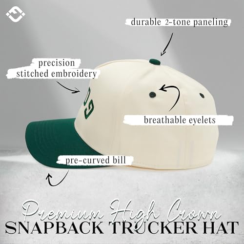 Funky Junque Vintage Canvas Snapback Hat - Adjustable 2 Tone Cap for Men Women - Put It On My, Cowboy, Girl Dad, Funny - color: Golf (Upside Down) - Green/Beige