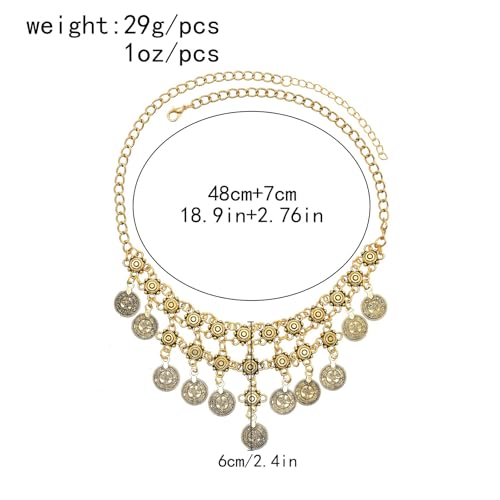 MIFYNN Boho Coin Charm Necklace for Women Pirate Necklace Gypsy Necklace Layered Coin Beaded Pendant Necklace Ethnic Gypsy Costume Accessories - style: B