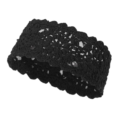 ZLYC Women Headband Handmade Crochet Knit Boho Flower Hair Bands (Crochet Black) - color: Crochet Black