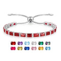 Radiant Cut Birthstone Tennis Bracelets for Women, Adjustable 6–9 Inches White Gold Plated Sterling Silver Bracelet, Hypoallergenic Anniversary Birthday Valentine’s Day Gift for Her - color: 01-Garnet