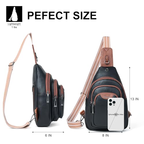 Leresas 10L Crossbody Sling Bag for Women Men Anti Theft Cross Body Fanny Pack Belt Bag Purse Gifts for Women Faux Leather, Black Brown - color: 10l-black Brown, size: 10L