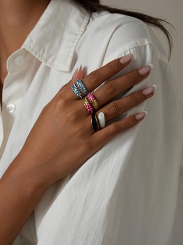 14K Gold Plated Adjustable Open Ring Dainty Cute Leaf Thumb Non Tarnish Gold Stackable Rings Vintage Unique Boho Western Turquoise Hypoallergenic Fashion Jewelry Gift - color: A