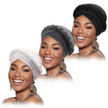 African Women Turban Caps Beanie Pre-Tied Twisted Braids Headwraps for Women Head Scarf Chemo Cancer Headwear Cap - color: 3 Pack Twisted Braid: Black/White/Dark Grey