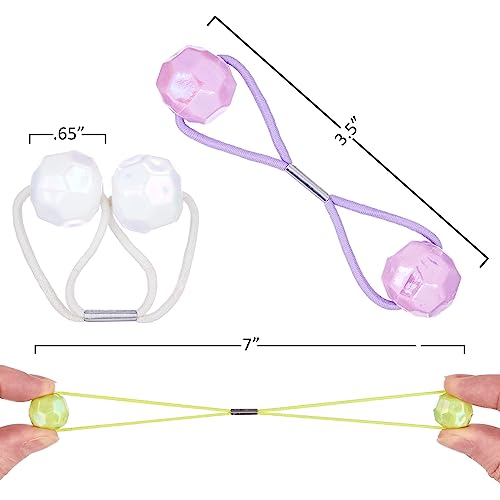 20pc Ponytailers Ponytail Balls Hair Elastics,16mm Diamond-Value Pack | Gem-Shaped Pastel Multicolored Twin Hair Beads Bauble Hair Ties Ponytail Holders, Toddler Kids Hair Ties - color: Pastel