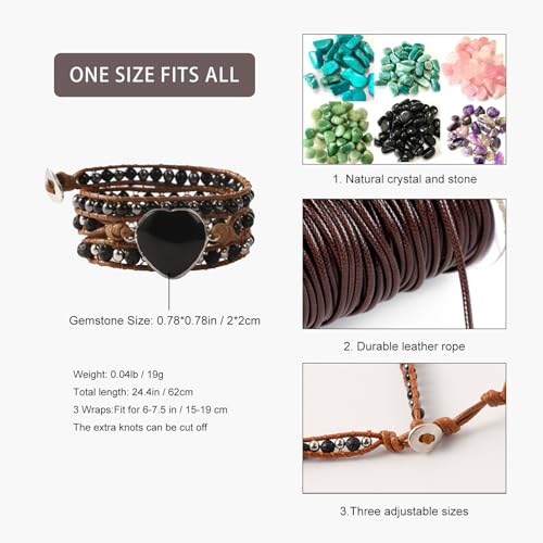 Artilady Leather Wrap Bracelets for Women - Pearl Bracelets Handmade Clasp Bangle Bracelet with Beads Jewelry Gift for Women and Mother - style: Black bead