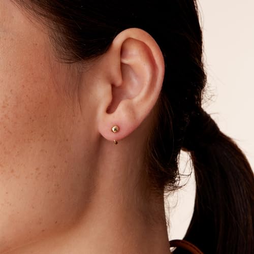 PAVOI 925 Sterling Silver Huggie Half Hoop Earrings | Hypoallergenic Minimalist Tiny Cartilage Earring - style: Ball