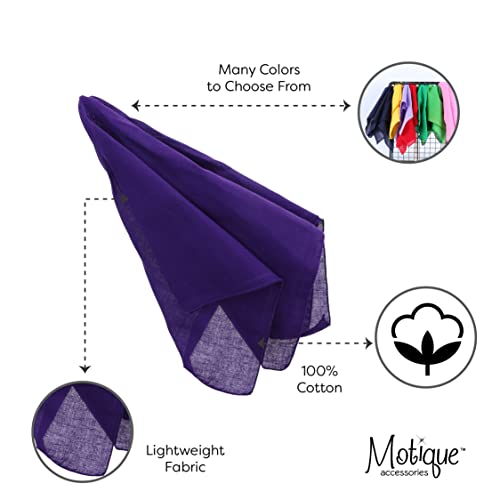 Motique Accessories Solid Color Bandana - Set of 6 Bandannas - color: Purple
