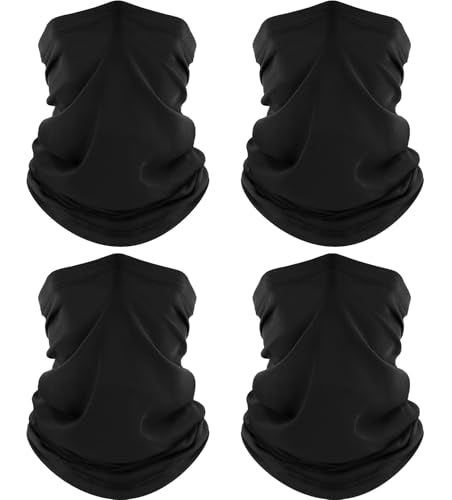 ROXUN 4 Pack Neck Gaiter, Cooling Breathable Face Mask UV Protection Scarf Hiking Bandana for Men/Women - color: 4 Black