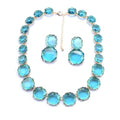925 Sterling Silver Bib Necklace Transparent Polygon Resin Choker, Indian Ethnic Large Collar Big Bib Necklace, Black Chunky Rhinestone For Women Mrs Jewelry, Emerald Statement Colorful Beaded - color: bib necklace blue set