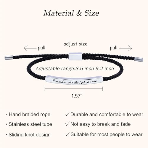 LINY Inspirational Gifts for Women Men, Dont Let The Hard Days Win Gifts, Motivational Inspirational Tube Bracelets Friendship Birthday Meaningful Gift for Friends Female - color: Remember Who...Black+Silver Style 2