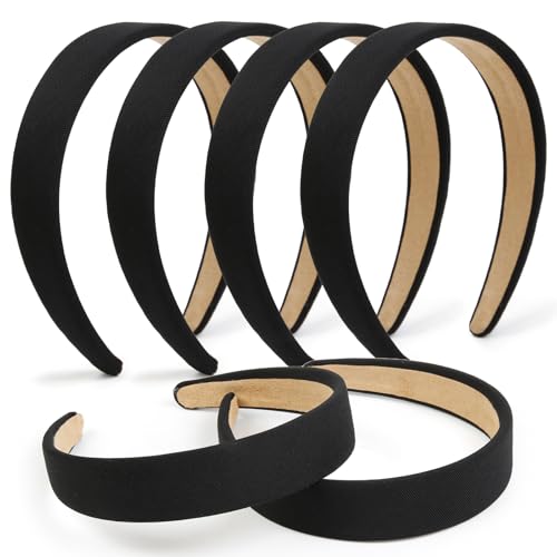 TERSE Black Headbands for Women Girls Trendy Non Slip Headband for Long Short Hair, Cute Ribbed Women Headbands Elastic Hair Bands Fashion Hard Head Band Accessories 1 Inch - color: Headbands Color-F