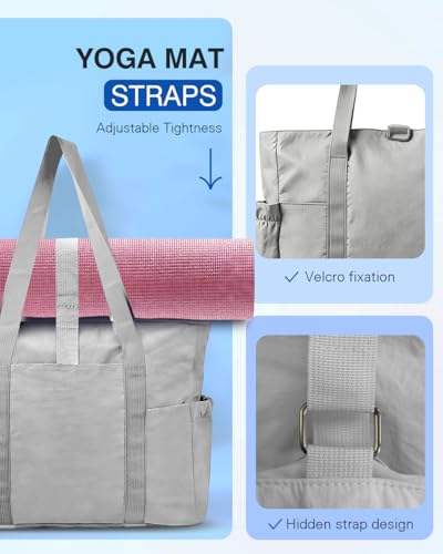 Tote Bag for Women, 26L Capacity Travel Purses Work Bag, Small Zipper Tote Bag for Travel Nurse Gym Teacher - color: Grey