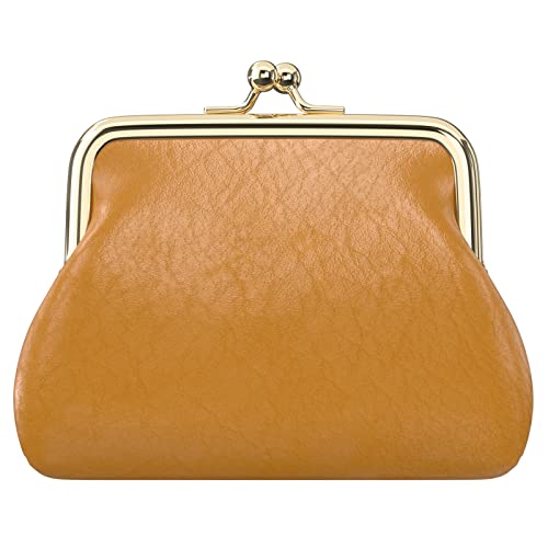 Coin Purse, Small PU Leather Change Purse, Coin Wallet with Clasp, Car Change Holder Pouch for Woman Men Kids Girls, Brown - color: Brown