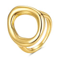 YeGieonr Gold Rings for Women Non Tarnish - 18K Gold Plated Stainless Steel Chunky Oval Statement Ring, Dainty Thick Waterproof Stackable Ring - color: O Shape, size: 8