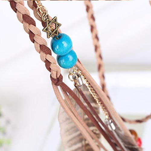 WLBON Halloween Boho Feather Headband Hippie Indian Hair Hoops Bands Tassel Bohemian Headpiece Hairband Women Christmas Wedding Holiday Festival Masquerade Cosplay Dress Up Birthday Party Accessories - color: Peacock