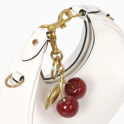 JQWSVE Small Top Handle Bags for Women Mini Purses Cute Ladies Handbags Crescent Mini Crossbody Bags with Cherry - color: B01-large-white