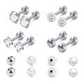 Mayhoop 16g Cartilage Earrings - Men Women Surgical Stainless Steel Tragus Piercing Jewelry Stud Hoop Forward Helix Rook Daith Conch Earrings - style: White