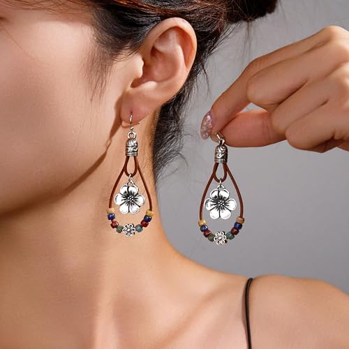 Boho Earrings for Women Trendy Gold Dangle Earrings Vintage Bohemian Indian Country Jewelry Gifts Boho Dress Chic Clothing - color: A5:boho flower earrings