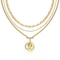 6PCS Layered Gold Necklaces for Women Trendy, 18K Gold Plated Cross Pendant Necklace Set, Vintage Chunky Gold Necklace Stack for Women Jewelry Gifts - style: 3PCS Layered Necklace