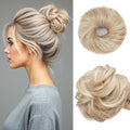 CJL HAIR 2PCs Small Cute Messy Bun Hair Piece for Thin Hair Women Mini Synthetic Curly Bun Scrunchies Updo Hairpieces Cream Blonde - color: 2PCS-Cream Blonde