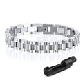 MPRAINBOW 2pcs 18K Gold Plated Chain Link Bracelet, Stainless Steel Crystal Friendship Bracelets Bangle,Watch Band Chains Wristband Jewelry with Adjust Tool - color: Silver-21cm