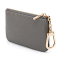 Full Grain Leather Coin Purse with Key Chain - Small Change Purse Keychain Card Holder Keychain Pouch Small Keychain Wallet for Women and Men (Gray) - color: Gray, Regular Size