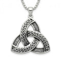 Celtic Necklace for men Sterling Silver Celtic Knot Triquetra Triangle Trinity Necklace Gift for Men - color: F-Silver