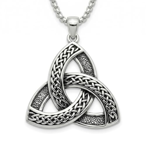 Celtic Necklace for men Sterling Silver Celtic Knot Triquetra Triangle Trinity Necklace Gift for Men - color: F-Silver
