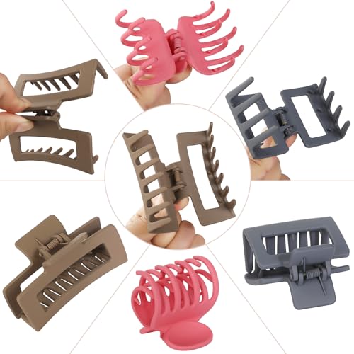 CHANDAT Medium Claw Hair Clips Set for Women - 3 Styles, 9PCS Rectangle Hair Clips for Thick Hair, Square Clips for Thin Hair - Multicolor - color: Multicolor