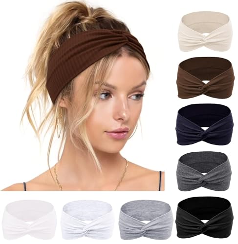 Huachi Boho Knotted Headbands - Wide Non-Slip Turban Hair Accessories for Women in Solid Colors - color: Classic Assorted - Amazon's Choice