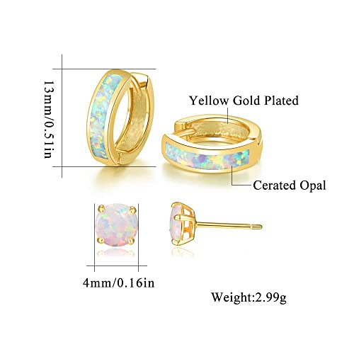 CiNily Huggie Earrings Opal Hinged Hoop Earrings Gold Plated Hypoallergenic Small Hoop Earrings for Women Teen Girls Men Sensitive Ears - color: Gold Plated-White