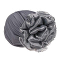Women Big Flower Turban Hat Head wrap Headwear Cancer Chemo Beanie Cap Hair Loss Cover - color: Gray
