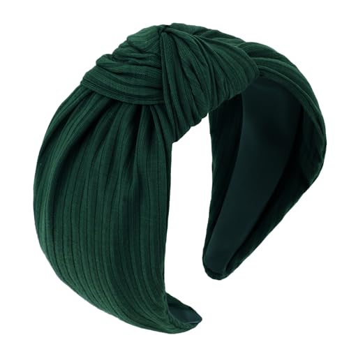 YISSION Wide Knotted Headbands for Women Non Slip Head Band Green Headband Fashion Top Knot Hairband Hair Accessories for Women Girls - color: Green