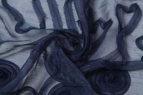 Cindy & Wendy Floral Embroidered Lace Triangle Scarf for Women - color: Navy