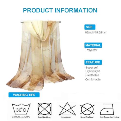 Xyueanlo Scarfs for Women Fashion Scarves Print Pattern Lightweight Sunscreen Scarf Wraps Shawls - color: Lotus Khaki