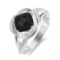 Designer Cubic Zirconia Statement Ring Antique Twisted Cable Wire Rings for Women Fashion Jewelry Gift - color: Black