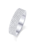 PAVOI 14K Gold Plated Cubic Zirconia Wide Eternity Statement Rings | CZ Stackable Wedding Band for Women - color: White Gold