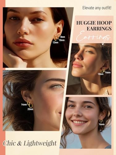 FaithHeart 925 Sterling Silver Post Huggie Hoop Earrings for Women, Silver Small Hoop Earring, Hypoallergenic Cartilage Earrings for Women - color: 01. Blank-Gold, size: 8mm