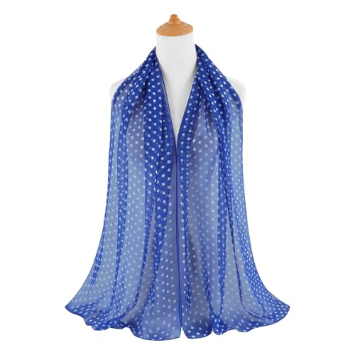 E-Clover Unique Fashion Women's Scarf Chiffon Sheer Scarves for Women Lightweight - color: Blue Polka Dot-01