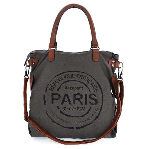 KAMEILONG Large Canvas Tote Bag for Women with Zipper Everyday Crossbody Bag Laptop Shoulder Bag Hobo Handbag - color: Gray
