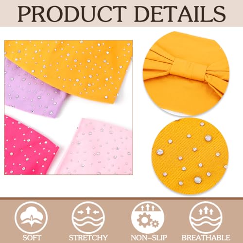 Urieo Rhinestones Headband Wide Glitter Headbands for Women (Pink) - color: Pink