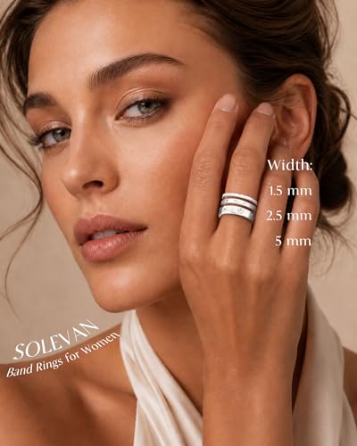 Silver Gold Rings for Women Non Tarnish 14K Gold Plated Stackable Rings for Women Stacking Thumb Pinky Eternity Cubic Zirconia Engagement Wedding Band Ring Set Woman Jewelry 1.5mm 2.5mm 5mm - color: C-Silver Love Rings