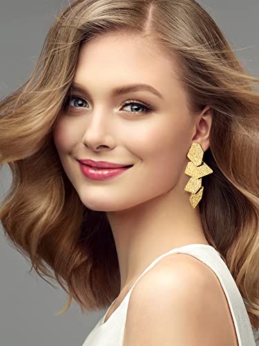 Glenmal Gold Statement Earrings for Women Large Gold Geometric Earrings Woven Twisted Leaf Earring Jewelry Gift - style: Leaf Style