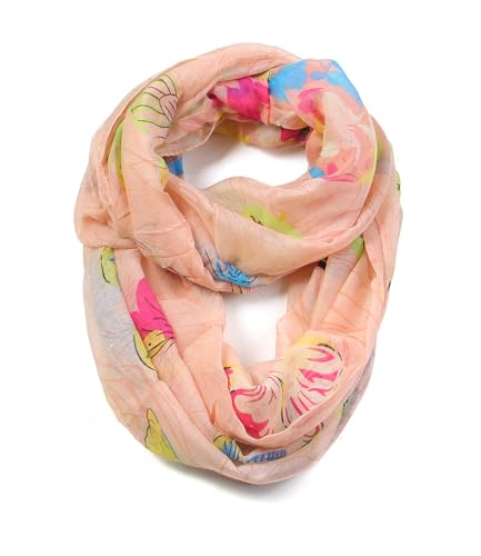 Scarfand's Romantic Rose Prints & Floral Patterns Lightweight Infinity Fashion Scarves Wraps - color: Butterfly Peach