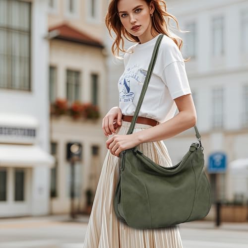 TANTOMI Hobo Bags Purses for Women, Women's Crossbody Handbags and Shoulder Bag, Multi-Pocket Large Hobo Purse - color: Green