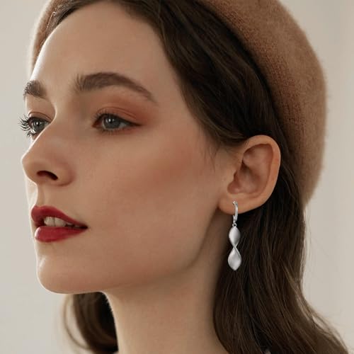 Dangle Earrings For Women, Silver Plated Lightweight Drop Earrings With Sparkling Cubic Zirconia,14K Gold Plated Hypoallergenic Face Shaping Earrings For Wedding Party Daily Office Jewelry Gift - color: Silver-B