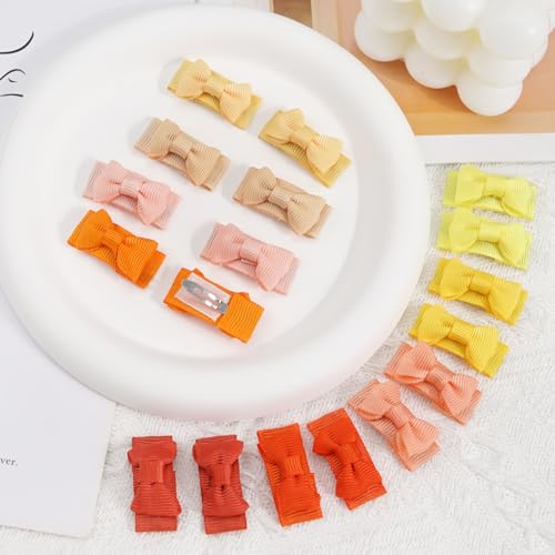 CÉLLOT Hair Clip, 120pcs Baby Girls Grosgrain Ribbon 1.2" Mini Bow Snap Clips, 60 Colors for Infant Toddlers Fine Thin Hair in Pairs - color: 120pcs/60color