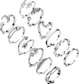 Honsny 12PCS Silver Plated Rings Adjustable Open Rings for Women Cute Gold Plated Stackable Thumb Rings Joint Chain Midi FingerArrow Knot Wave Band Rings Set - color: 12PCS Silver A